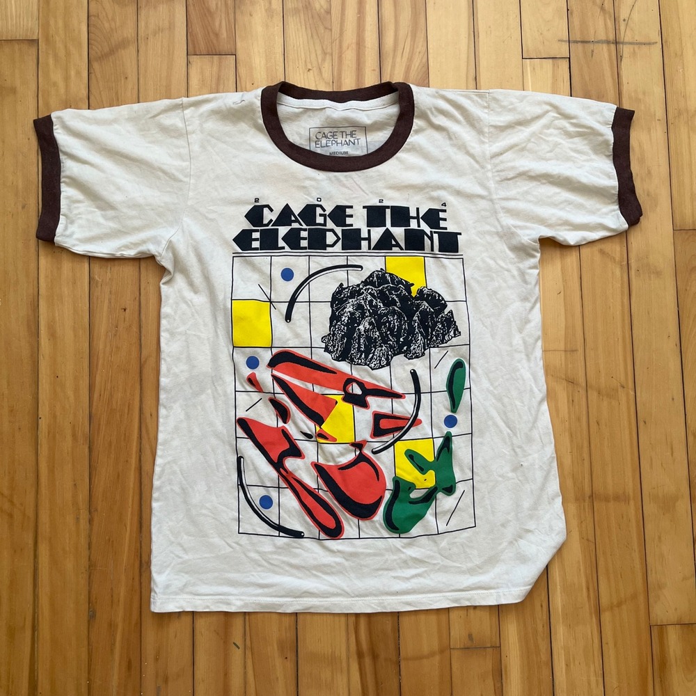 Cage The Elephant Band T Shirt Tour Dates Graphic Print Ringer Tee